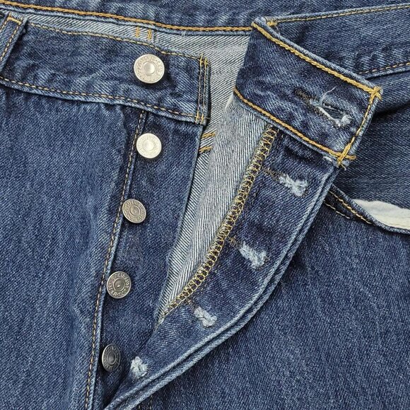 Vintage Levi's 501 Blue Denim Jeans | Button Fly | Straight Leg | W38 L34 - Picture 3 of 5